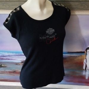 HARLEY-DAVIDSON Biker Chick Chain Shoulder Tee